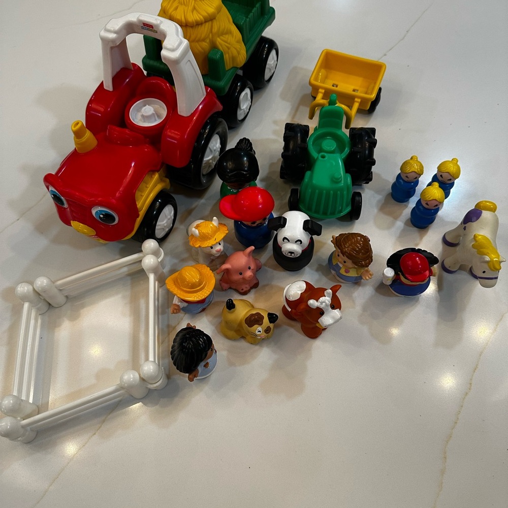 Little People Farm Animal Playset with Red Tractor Lot Bundle Some VTG